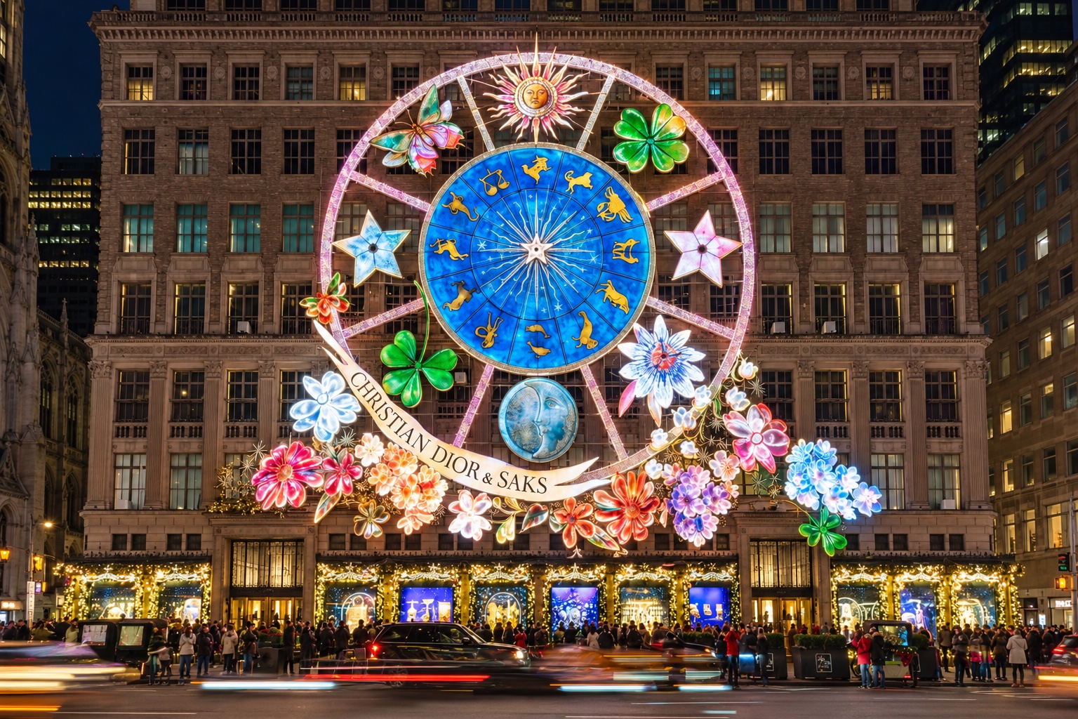 Earlier Dior & Saks installation · perspective adjusted with AI · not the 2026 design
